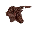 Modern Layered Brown Geometric Bull Head Wall Mounted Decorative Ornament Set