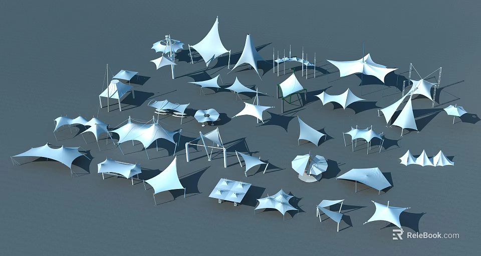 Tensile Membrane 3D Models With Various Shapes And Different Sizes 3d model