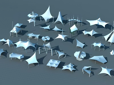 Tensile Membrane 3D Models With Various Shapes And Different Sizes 3d model