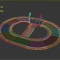 Circular Road Pavement Design With Central Square Street Lamps And Fire Hydrant