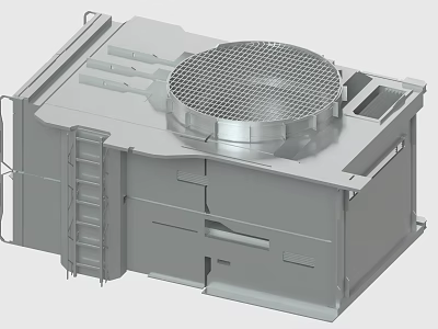 Industrial Cooling Tower Unit With Metal Structure Circular Grille And Side Ladder 3d model