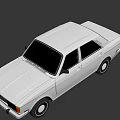 Classic White Four Door Sedan Featuring Vintage Front Design And Black Tires