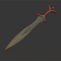 Decorative Ancient Sword With Intricate Hilt Design And Engraved Blade 3d model