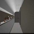 Clubhouse Corridor Modern Design With Soft Recessed Lighting And Decorative Items