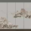 New Chinese Style Background Wall Panel Soft Bag Hard Bag 3d model