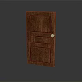 Hinged Door Wooden Brown Panel Design With Classic Door Handle For Interior Home Decoration