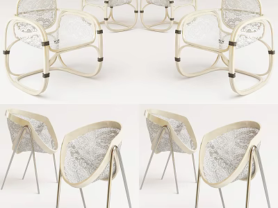 Modern Leisure Chairs Featuring Woven Seat And Sleek Metal Frame Design 3d model