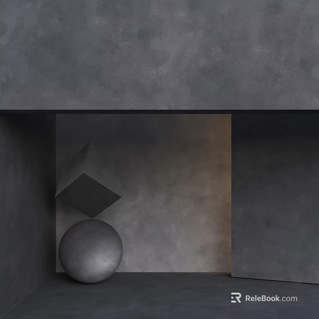 Modern Gray Wall Panel Design Featuring Textured Surface And Geometric Decor Elements 3d model