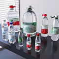 Various Bottled Water Drinks With Different Sizes And Brands Displayed On Black Table