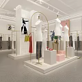 Stylish Clothing Store Interior With Mannequins Display Racks And Bright Lighting