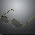 Pearl Embellished Gold Frame Sunglasses With Green Accents And Reflective Finish
