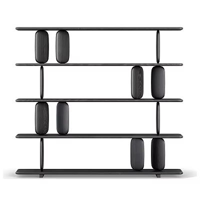 Modern Black Bookshelf Interior With Horizontal Shelves Vertical Supports And Minimalist Design 3d model