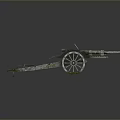 Ancient Historical Cannon With Metal Wheels And Rusty Metal Structure