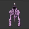 Purple Dinosaur Skeleton 3D Model With Colorful Head And Intricate Bone Structure 3d model
