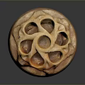 Intricate Orange Stone Sculpture Carving With Hollow Top And Decorative Patterns