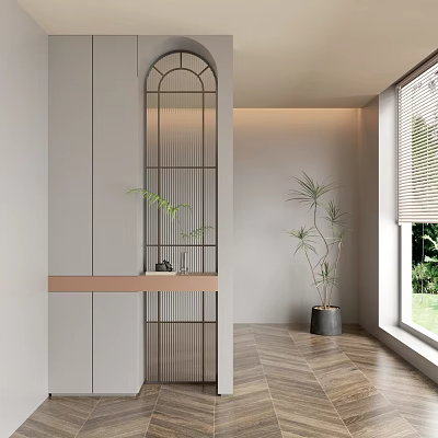 French American glass partition porch cabinet 3d model