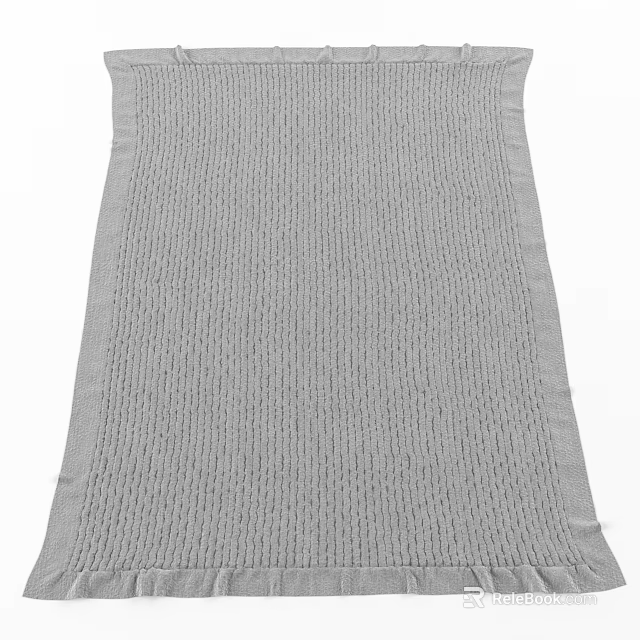 Gray Square Carpet With Woven Texture For Modern Living Room Decor 3d model 