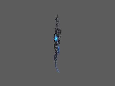 Mythical Bow Weapon With Intricate Design And Blue Glowing Accents 3d model