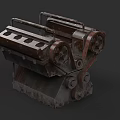 Automotive Car Mechanical Part With Rusty Metal Structure And Wheels