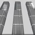 Modern High Rise Residential Buildings With Glass Curtain Walls and Greenery at the Base