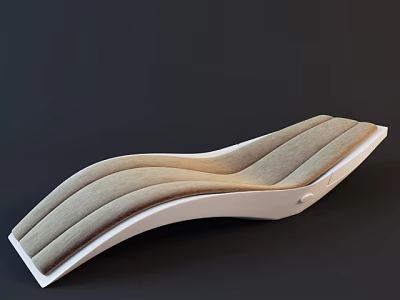 Comfortable Modern Curved Chaise Lounge With Beige Cushion And White Frame 3d model