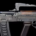 Rifle With Black Metal Parts And Brown Stock On Black Background Detailed Features View