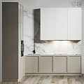 Stylish Modern Kitchen Interior with White Cabinets and Marble Countertop 3d model