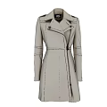 Classic Beige Trench Coat With Lapel Collar Belted Waist And Mid Length Design