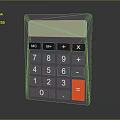 Gray Electronic Calculator With Digital Display MC MR Buttons And Red Equals Key 3d model
