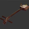Traditional Chinese Stringed Musical Instrument With Intricate Painted Wooden Body And Neck