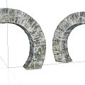 Two Stone Archways with Textured Masonry and Rustic Architectural Elements