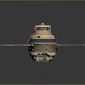 Metallic Astronautic Device Featuring Four Propulsion Blades And Central Mechanical Engine Structure