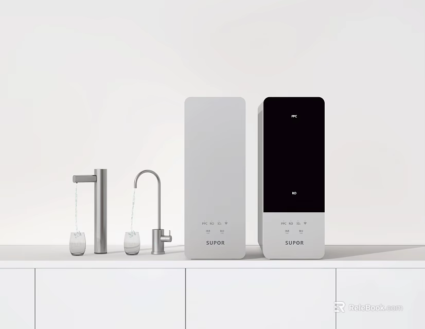 Modern Kitchen Appliances With Faucet Water Dispensers And ELPAS White Black Design 3d model 