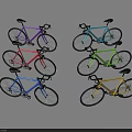 Multiple Colored Bicycles Neatly Arranged In Various Hues On White Background