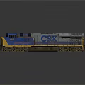 CSX Blue and Yellow Freight Train Locomotive with Number 4291 Gray Background