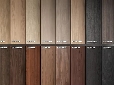 Various Wooden Wall Panels with Different Wood Grain Color Samples for Interior Design 3d model