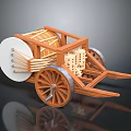 Ancient Wooden Architectural Structure With Large Drum Spokes And Metal Rimmed Wheels