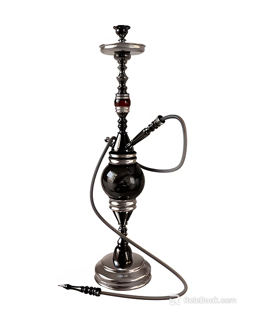 Decorative Ornament Set Hookah With Black Metal Accent And Elegant Design 3d model 