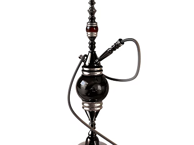 Decorative Ornament Set Hookah With Black Metal Accent And Elegant Design 3d model