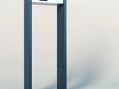 Public Facility Security Gate With Blue Frame And White Panel For Safety Check 3d model