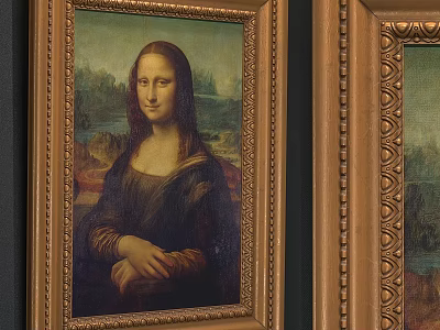 Golden Picture Frames With Ornate Design Featuring Mona Lisa Artwork For Elegant Wall Decoration 3d model