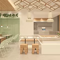 Brunch Cafe Outdoor Seating Area With Umbrellas Tables Chairs And Green Plants