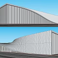 Modern Sales Office Building With Glass Curtain Wall And Curved Roof Surrounded By Trees