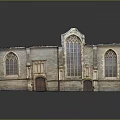 Historical Church Style Furniture Decorative Model With Arched Windows Wooden Door And Symmetrical Design