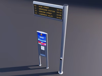 Traffic Signpost Displaying Street Names and Directional Information with Adjacent Information Board 3d model