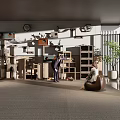 Modern Pet Shop Interior With Pet Toys Supplies Shelves And Play Area