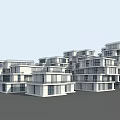 Modern Geometric Stacked White Multi Story Office Building Architectural Design 3d model