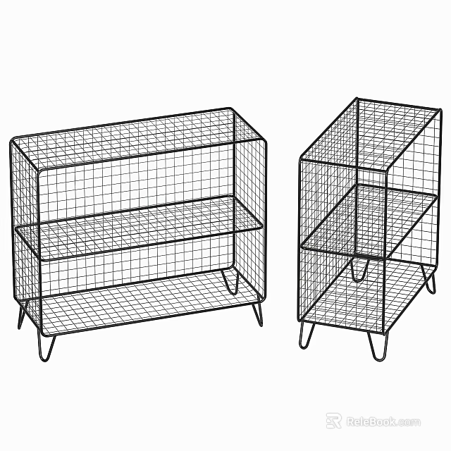 Metal Wire Shelving Units with Multi Layer Grid Design and Stable Legs 3d model