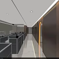 Elegant Modern Front Desk Reception Area With Marble Counter And Round Ceiling Lighting 3d model
