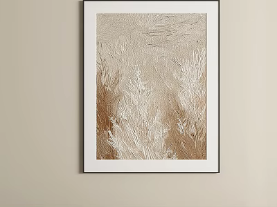 Abstract Painting Featuring Beige Light Brown Textures and 3D Effect in Black Frame 3d model